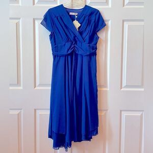 COBALT BLUE SHORT SLEEVE CREPE DRESS FULLY LINED BY LIANG LIANG SIZE XXL